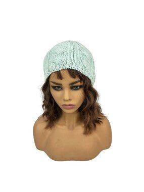 Gap Womens Knit Beanie Hat One Size Mint Green Cable Knit Acrylic & Wool Blend